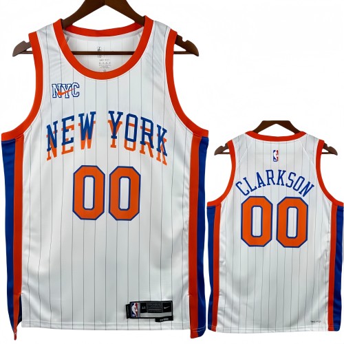 2025 KNICKS CLARKSON #00 White City Edition Top Quality Hot Pressing NBA Jersey