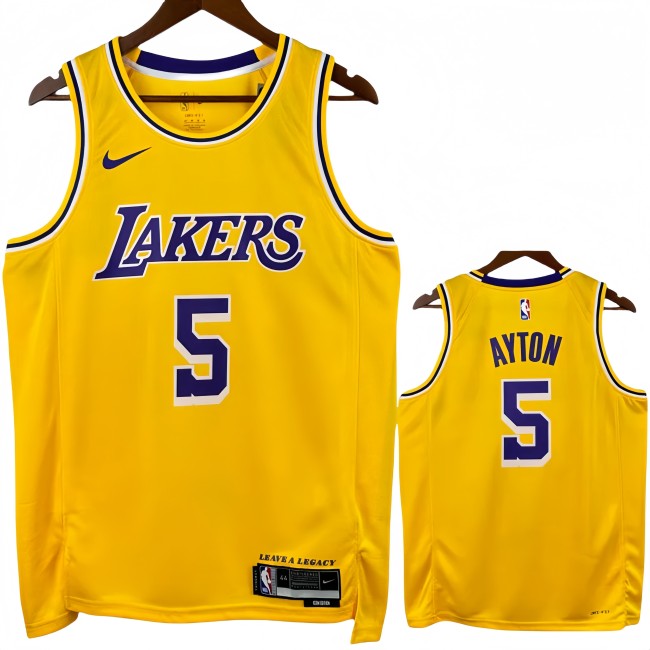 2023 Lakers AYTON #5 Yellow Top Quality Hot Pressing NBA Jersey