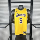 2023 Lakers AYTON #5 Yellow Top Quality Hot Pressing NBA Jersey