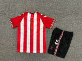 2025-26 Kids Sunderland home Red and white Fans Soccer Jersey