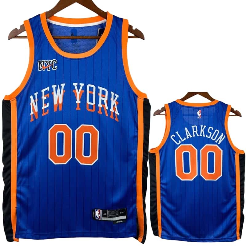 2024 KNICKS CLARKSON #00 Blue City Edition Top Quality Hot Pressing NBA Jersey