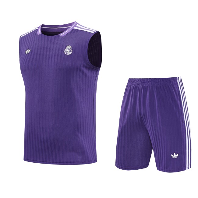 2025-26 Mens Real Madrid Purple vest Training Short Suit
