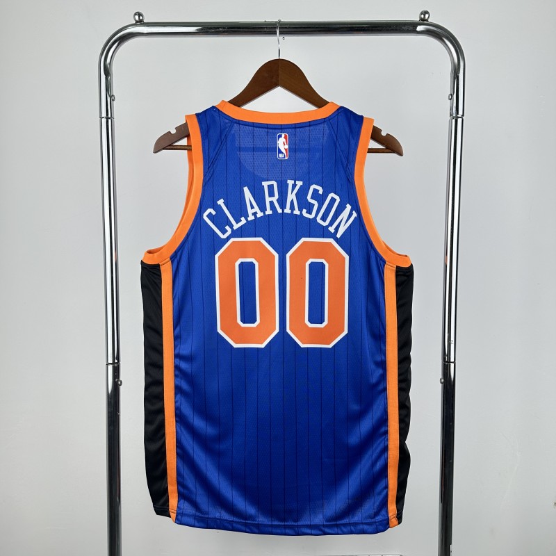 2024 KNICKS CLARKSON #00 Blue City Edition Top Quality Hot Pressing NBA Jersey