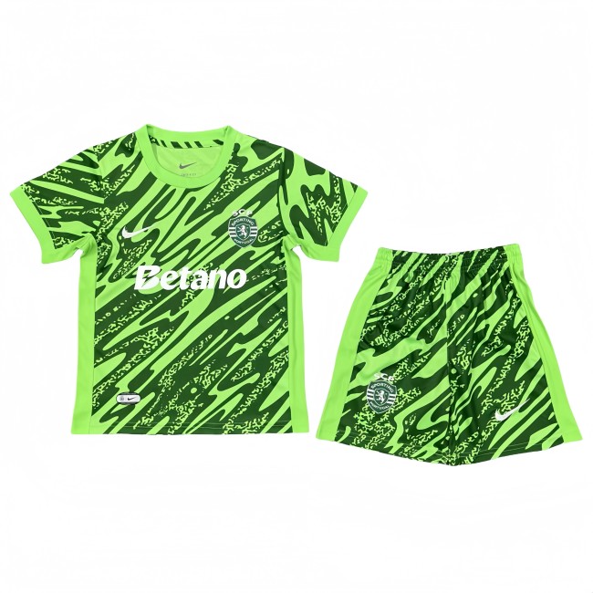 2025-26 Kids Sporting Lisbon goalkeeper green soccer Jersey