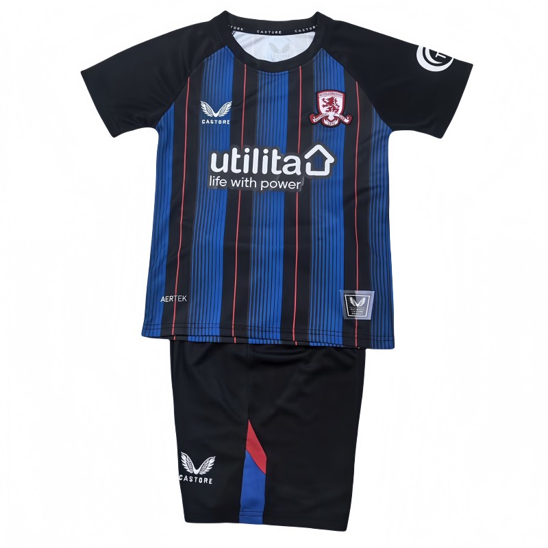 2025-26 Kids Middlesbrough away blue black soccer jersey