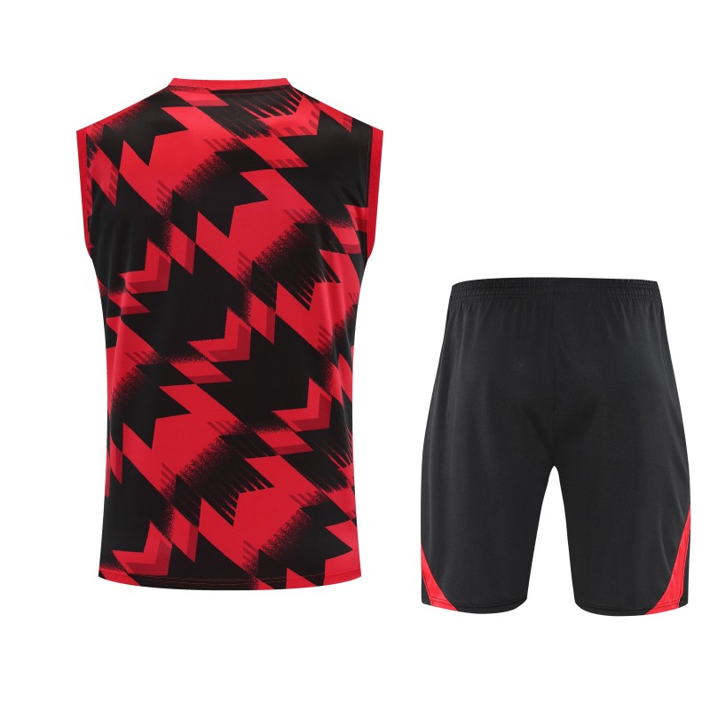 2025-26 Mens Manchester United red black vest Short traning suit
