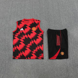 2025-26 Mens Manchester United red black vest Short traning suit