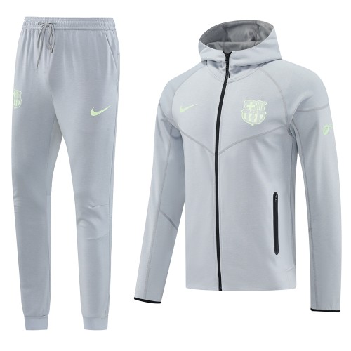 2025-26 Mens Barcelona grey Hoodie Tracksuit