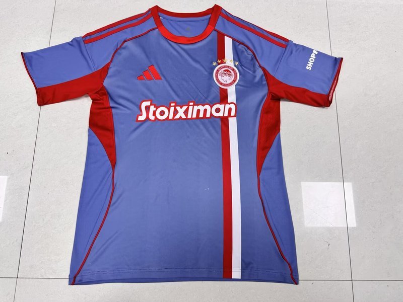 2025-26 Mens Olympiacos F.C  Third  away blue soccer jersey