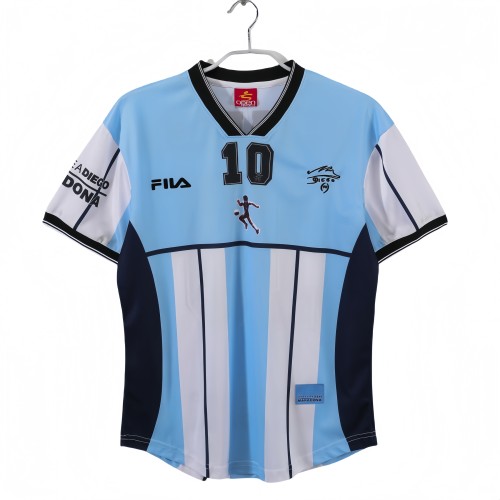 2001 Mens Retro  Argentina home Maradona Memorial Edition soccer  Jersey