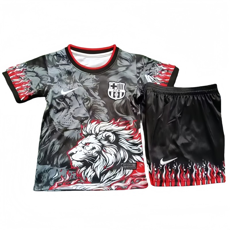 2025-26 Kids Barcelona  Lion pattern  soccer jersey