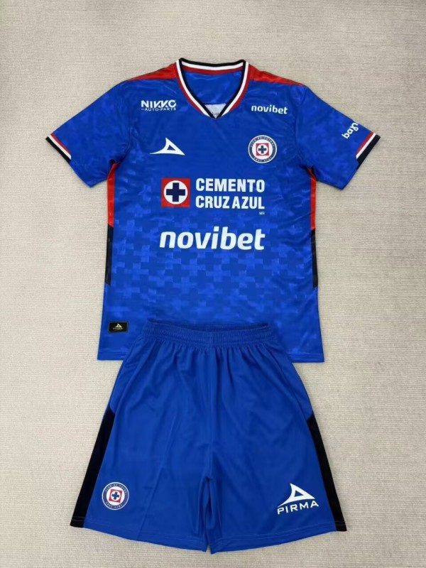 2025-26 Kids Cruz Azul   home blue soccer Jersey