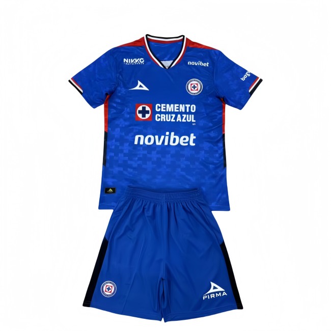 2025-26 Kids Cruz Azul   home blue soccer Jersey