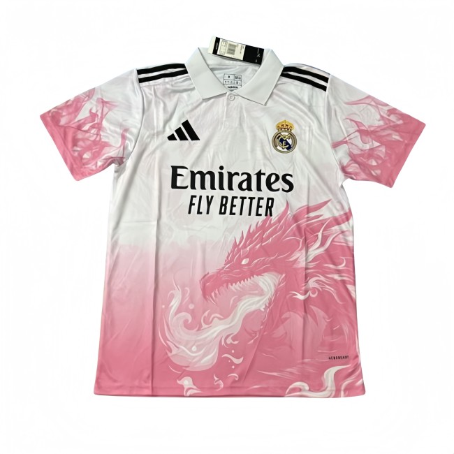 2025-26 Mens Real Madrid white pink Special Edition soccer Jersey