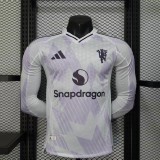 2025-26 Mens Manchester United away white Player Long Sleeve soccer Jersey