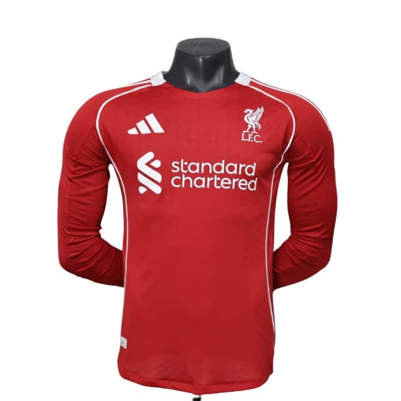 2025-26 Mens LIV Home Player Version  Long Sleeve Soccer Jersey