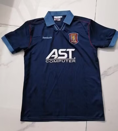 1995-96  Mens Aston Villa Retro Third away blue soccer Jersey