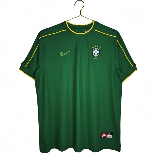 1998 Mens Brazil goalkeeper  Retro green Soccer Jersey