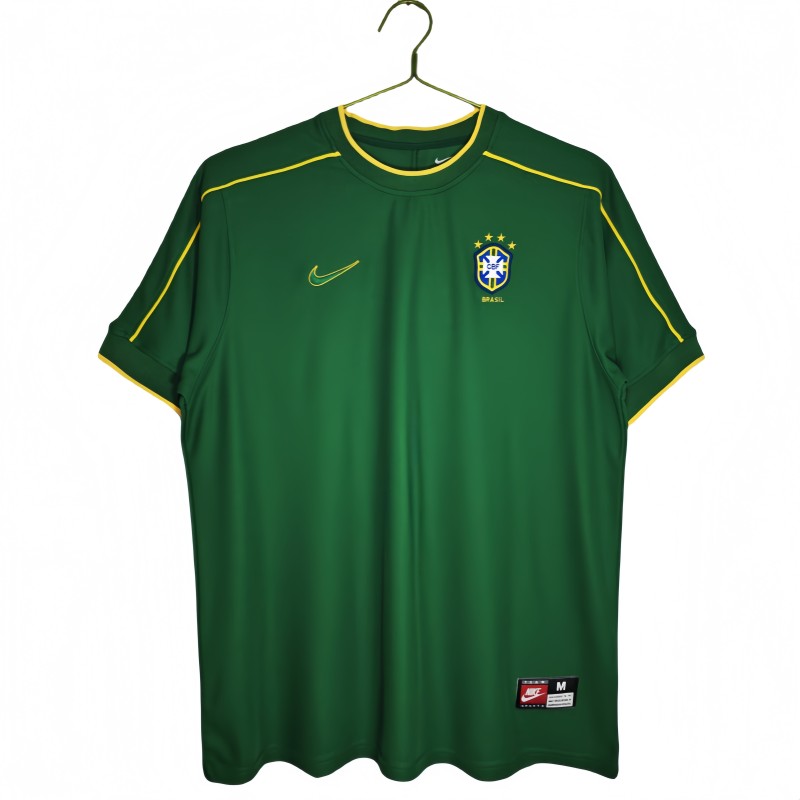 1998 Mens Brazil goalkeeper  Retro green Soccer Jersey