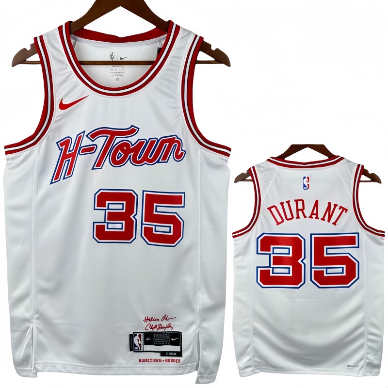 23-24 ROCKETS DURANT #35 White City Edition Top Quality Hot Pressing NBA Jersey