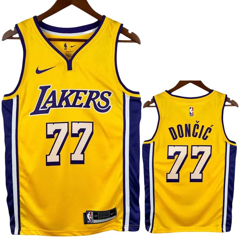 Lakers DONCIC #77 Yellow Top Quality Hot Pressing NBA Jersey