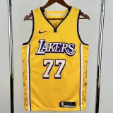 Lakers DONCIC #77 Yellow Top Quality Hot Pressing NBA Jersey