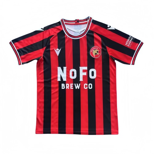  2025-26 Mens Walsall home red black soccer jersey