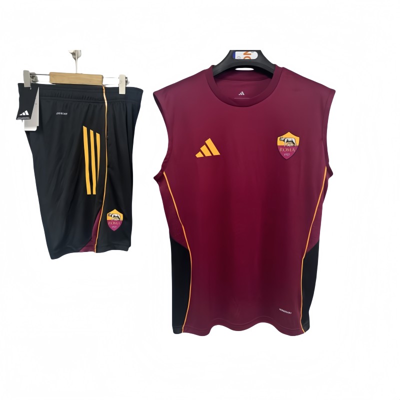 2025-26 Mens Roma home red vest Training Short Suit