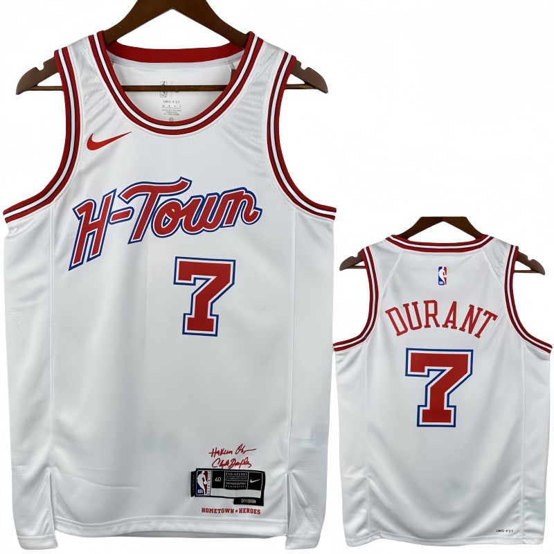 23-24 ROCKETS DURANT #7 White City Edition Top Quality Hot Pressing NBA Jersey