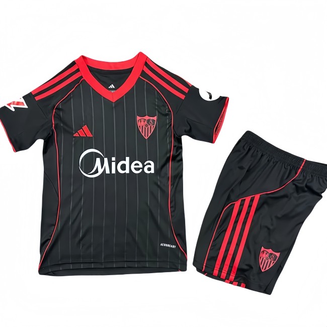 2025-26 Kids Sevilla Third away black  soccer Jersey