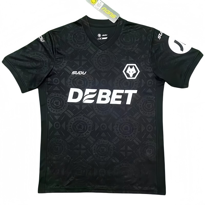 2025-26 Mens Wolves  Black Goalkeeper Soccer Jersey