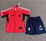 2025-26 KIDS Manchester United red baseball uniform Jersey