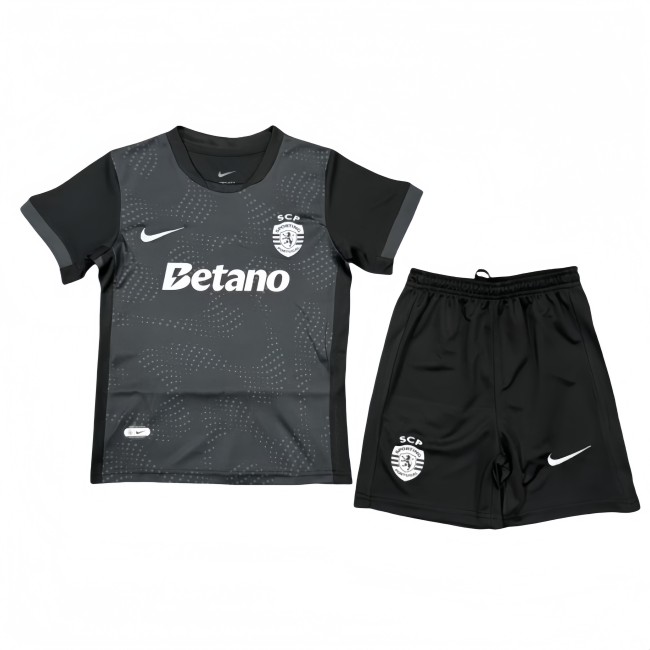 2025-26 Kids Sporting Lisbon Third away black Soccer Jersey
