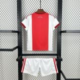 2025-26 Kids  Ajax home red white soccer  jersey