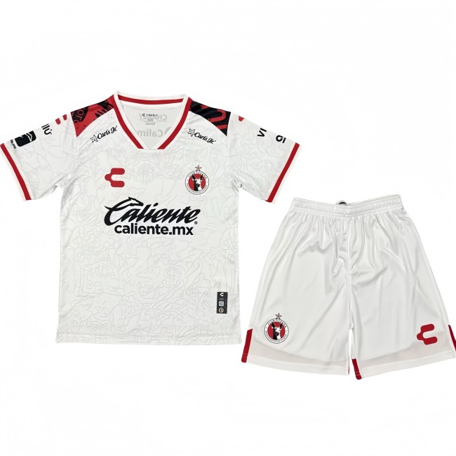 2025-26 Kids  Tijuana Away wihte Soccer Jersey