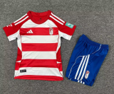 2025-26  Kids  Granada home Red and white soccer Jersey