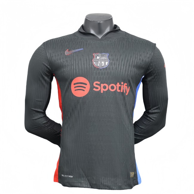 2025-26 Mens Barcelona away black Long Sleeve Player version  soccer jersey