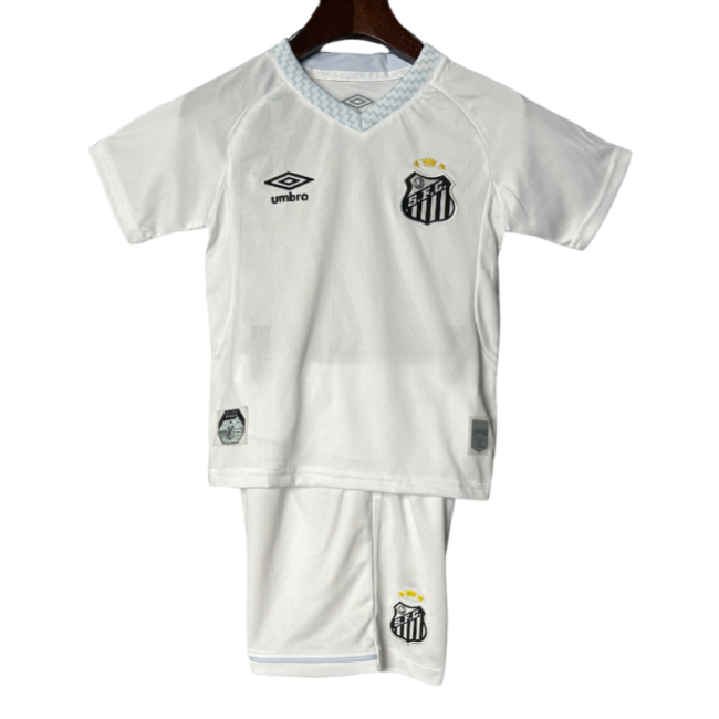 2025/26 KIDS  Santos home   white soccer jersey