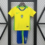 2025-26 KIDS Brazil home yellow soccer jersey