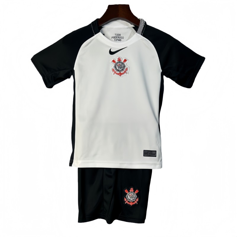 Kids Corinthians home Black and white Soccer Jersey 2025-26