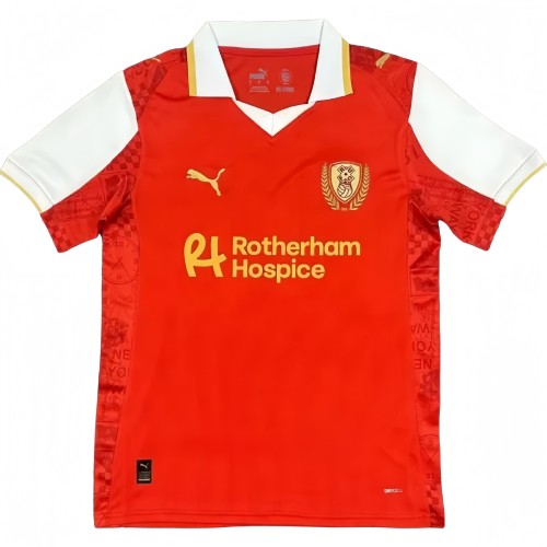 2025-26 Mens  Rotherham United Home red Soccer Jersey