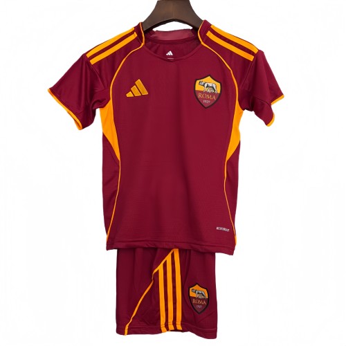 2025-26 Kids Roma home red soccer Jersey