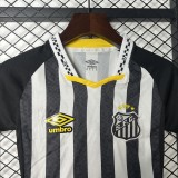 2025/26 KIDS  Santos away Black and white soccer jersey