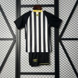 2025/26 KIDS  Santos away Black and white soccer jersey