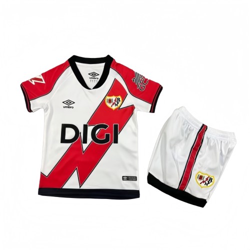 2025-26 Kids  Rayo Vallecano home red soccer Jersey