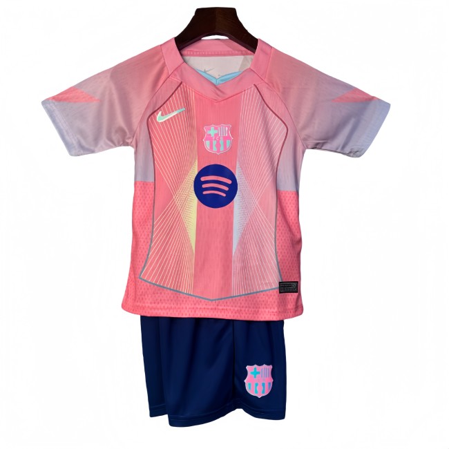 2025-26 Kids Barcelona pink soccer jersey