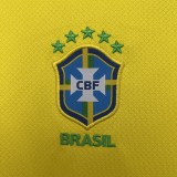 2025-26 KIDS Brazil home yellow soccer jersey
