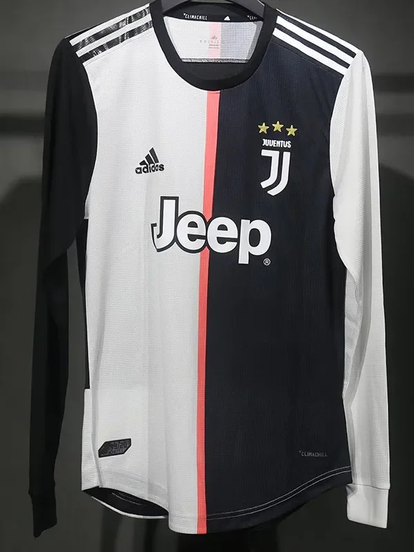 2019-2020 Mens Juventus Home Player Version Long Sleeve Retro Soccer Jersey