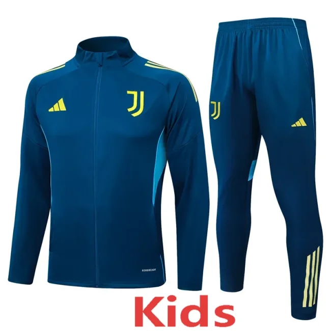 2025-26 Kids Juventus  blue Half Pull  Tracksuit suit (童装)