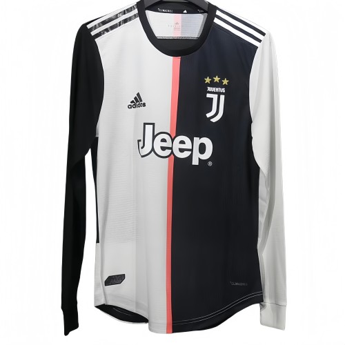 2019-2020 Mens Juventus Home Player Version Long Sleeve Retro Soccer Jersey